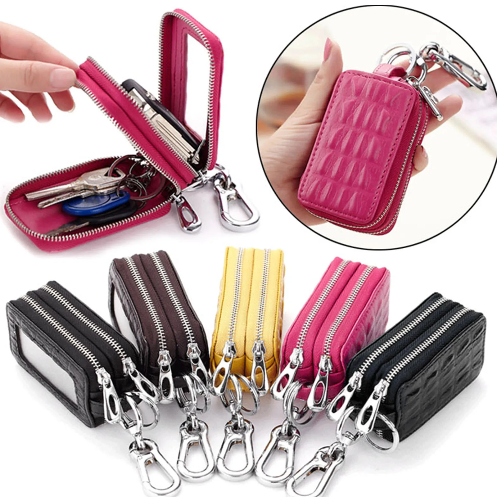 Mini Leather Keyrings Bag Practical Shockproof Reusable Leather Case Cover Suitable for Home Outdoor Daily Use