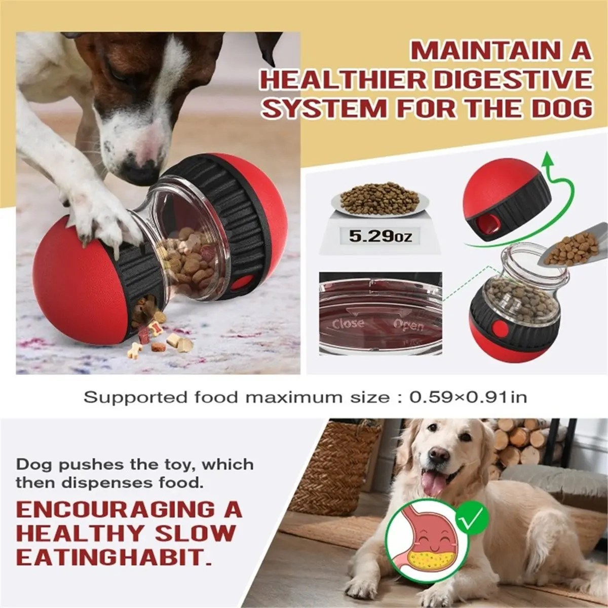 update. Interactive Dog Puzzle Toy Rolling Dispensing Ball Slow Feeder for Dogs Boredom Relief IQ Training Food Pet Toy, 1PC