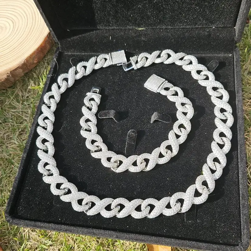 

Hip Hop 15mm 7-24inch "8" Shape Cuban Link Chain and Bracelets Gold Silver Infinity Necklace Jewelry Unisex Streetwear Gift