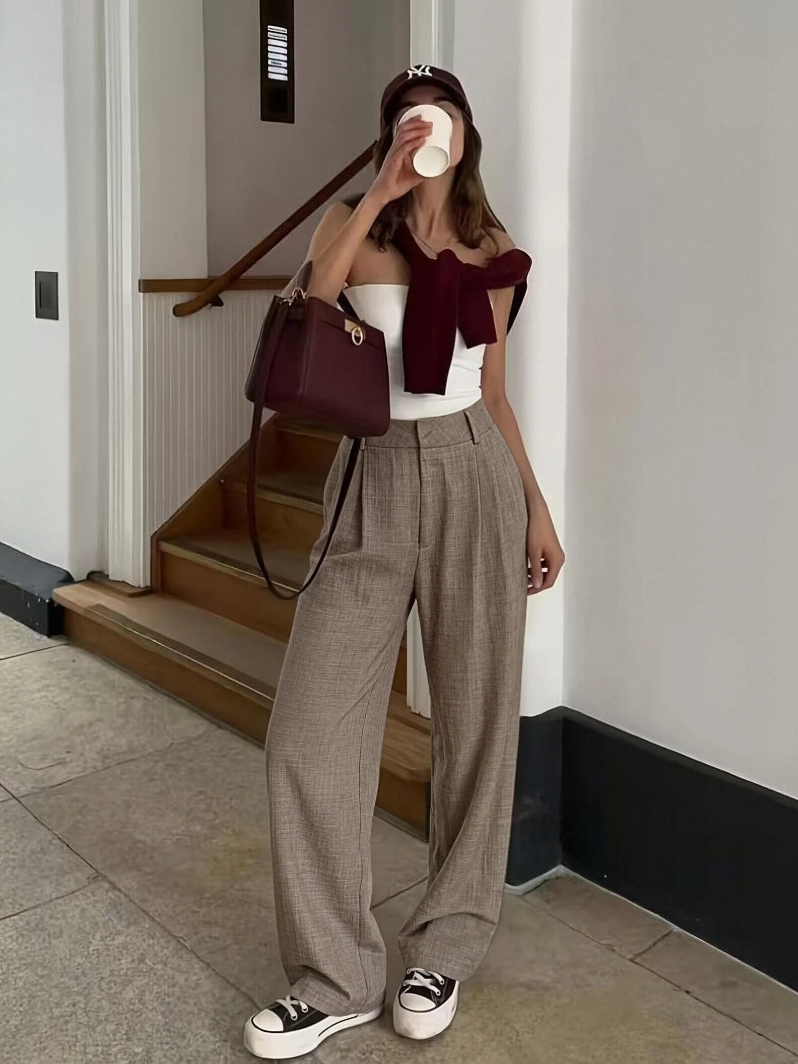 Spring and Summer Women's Fashion New Solid Color High-Waisted Straight-Leg Pants with Elastic Waist, Slimming Pocket Design, Elegant Casual Versatile Stylish Women's Trousers image 2