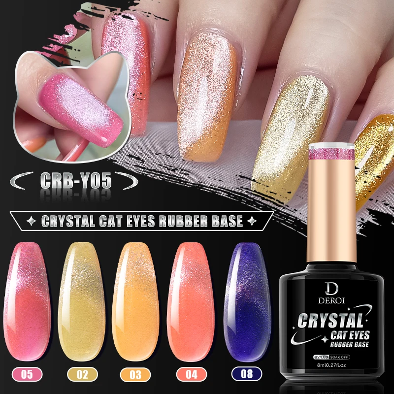 

2 IN 1 Crystal Cat Eye Gel Polish Base Coat for Nail Art Glitter Cat's Eye Rubber Gel Varnish Soak Off Semi Permanent Lacquer