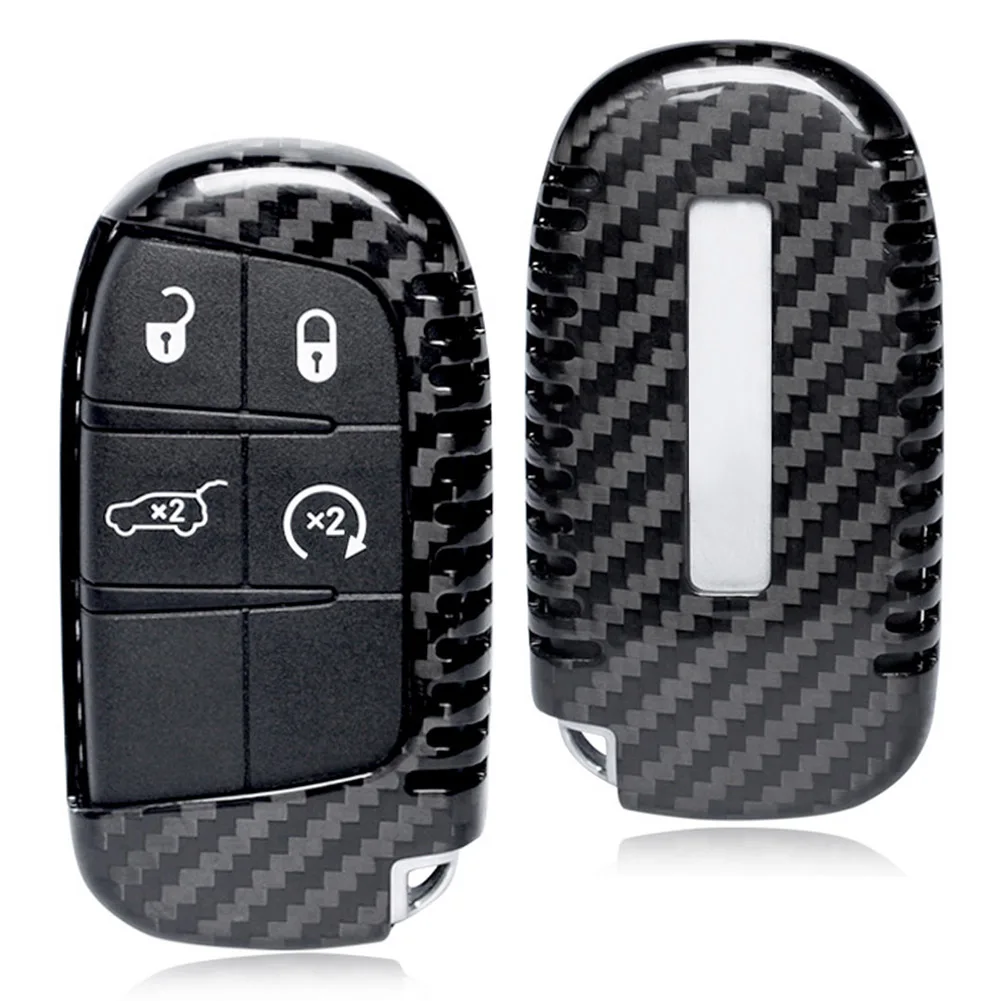 Carbon Fiber Car Remote Fob Key Case Cover For Jeep Dodge Cherokee Renegade