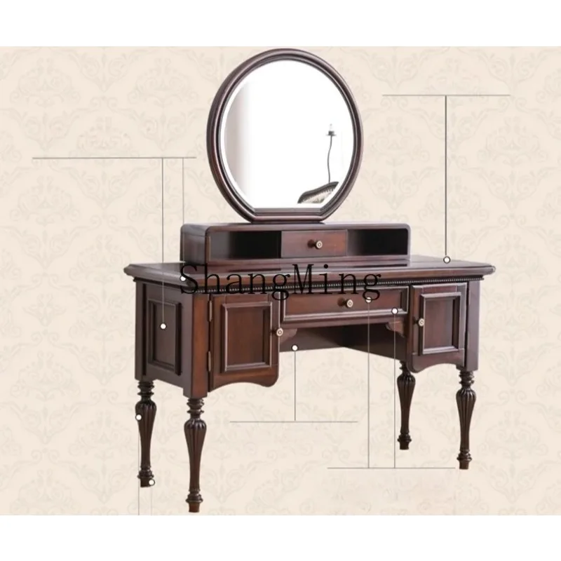 

CL wood dresser master bedroom makeup table retro dressing integrated table storage table