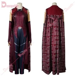 Female Wanda Maximoff Cosplay Costume Scarlet Witch Headwear Cloak and Pants Full Set Outfit Halloween Accessories Props