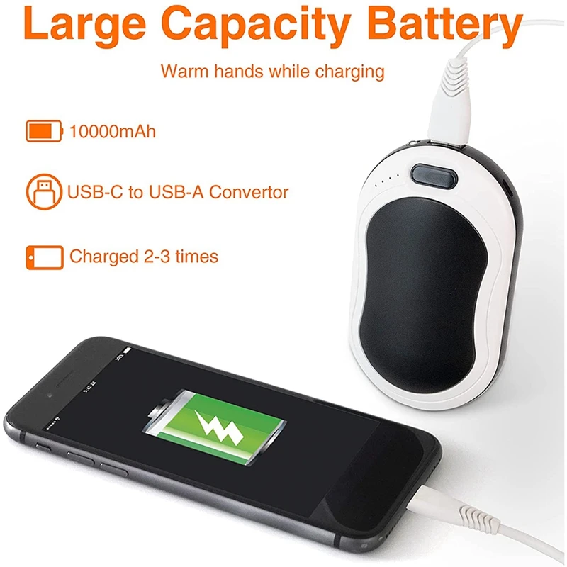 Calentadores de manos recargables para hombres y mujeres, calentador de manos eléctrico 4 en 1 con batería USB, 10000mah, gran oferta