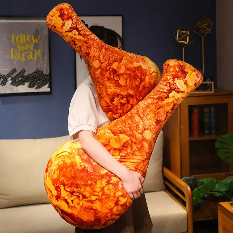 Almohada de felpa de pierna de pollo frito simulada, almohada de felpa de comida realista, decoración creativa para sofá y cocina, 20/90/70/100CM