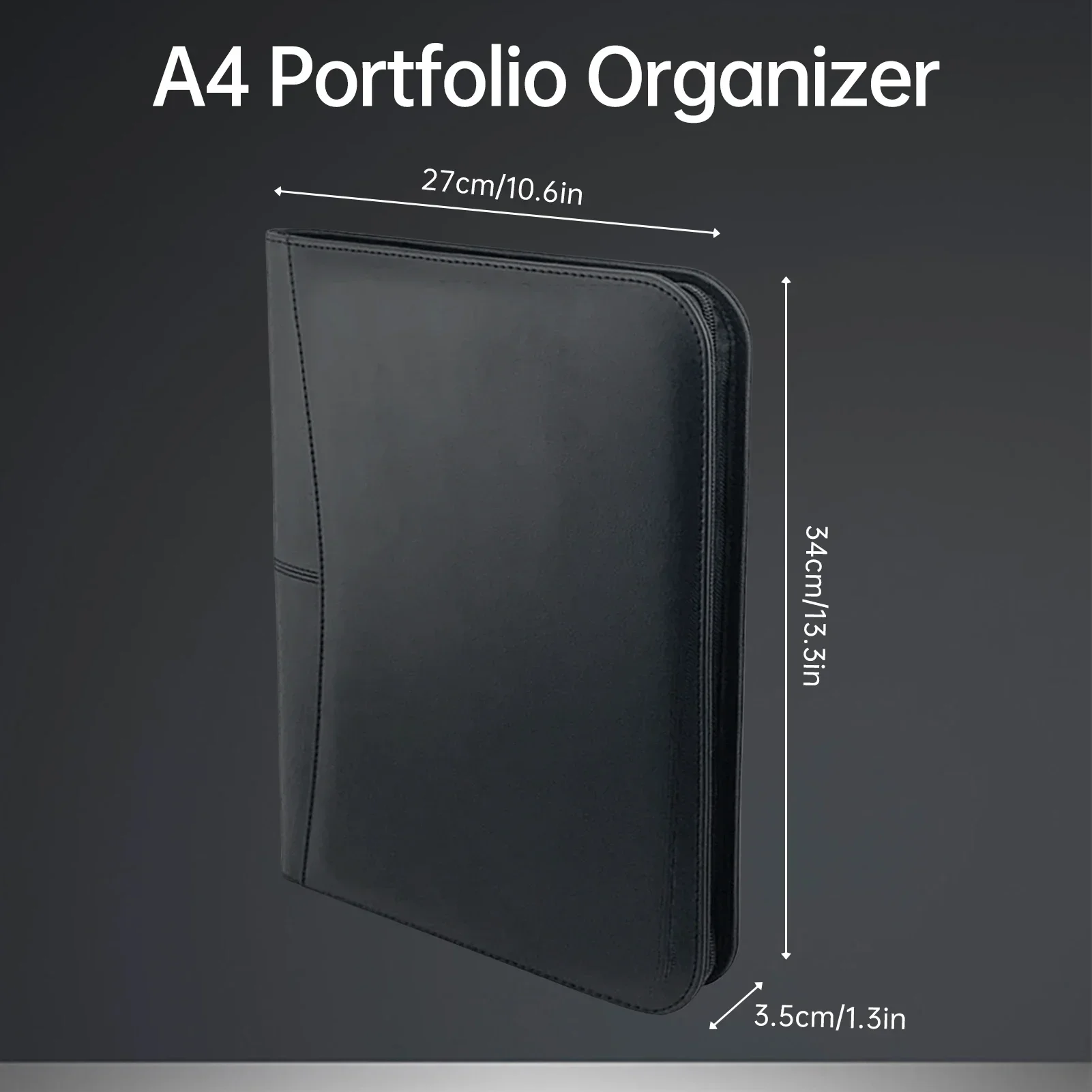 Bisofice Zippered Business Padfolio A4 PU منظم محفظة جلدية للمقابلة استئناف وثيقة مخطط جدول الأعمال