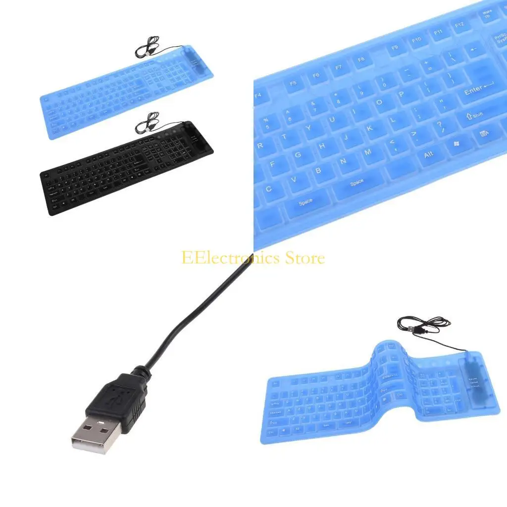 B03C Silicone Waterproof Keyboard Durable Foldable PC Keyboard 109 Keys Soft Utility Keyboard Creative Computer Accessori