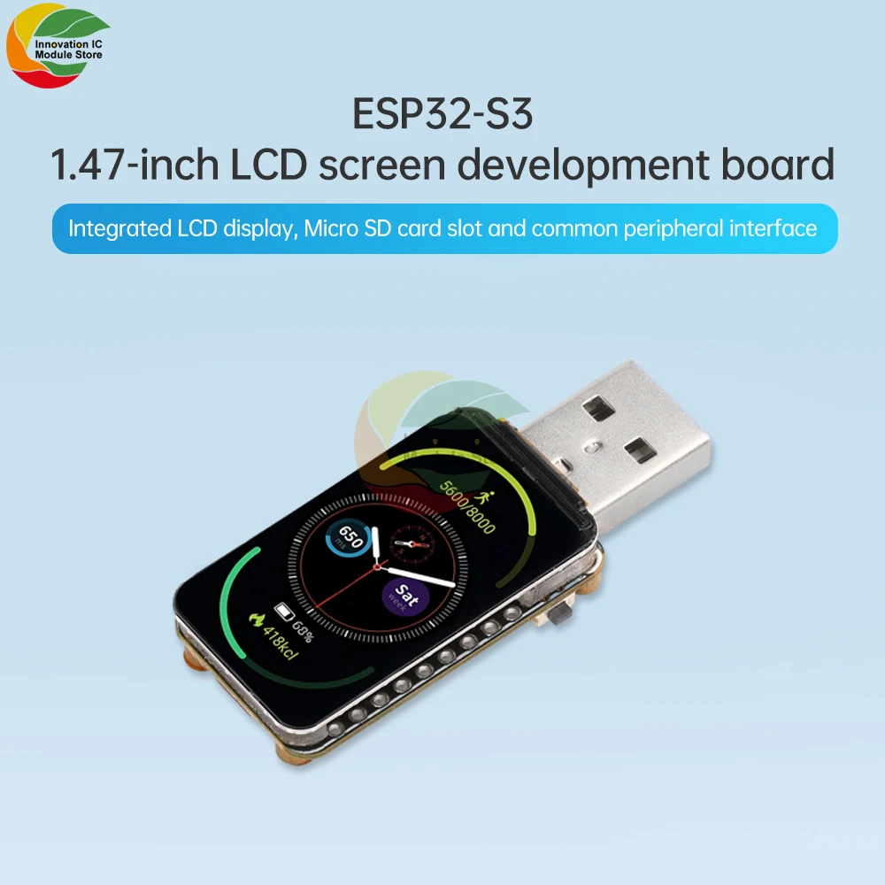 ESP32-S3 Development Board 1.47-inch LCD display on-board RGB color beads Micro SD card holder Full-speed USB serial port