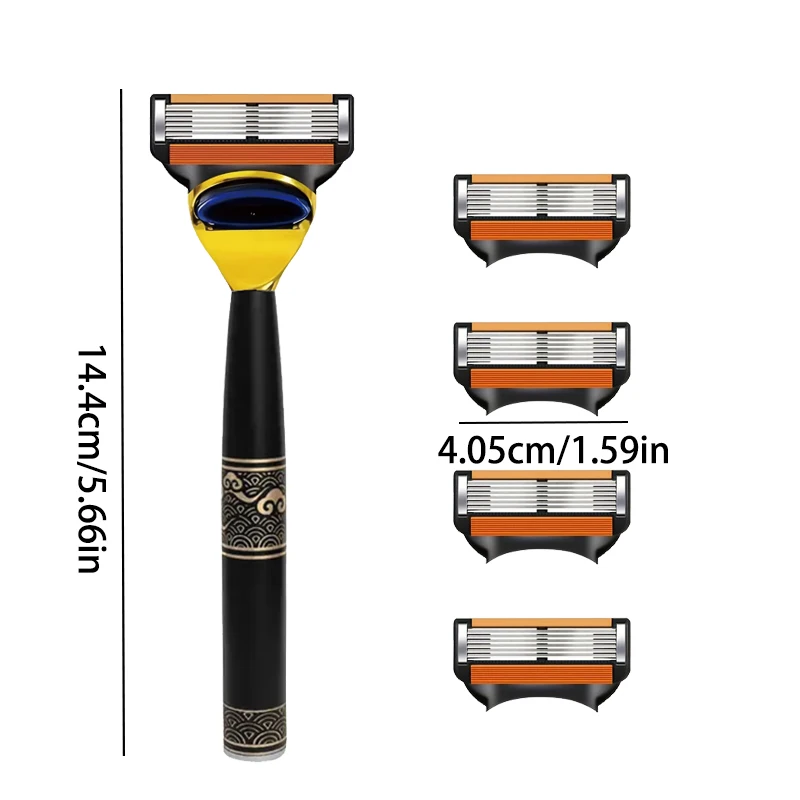 ماكينة حلاقة آمنة مكونة من 6 طبقات من الفولاذ المقاوم للصدأ، شفرة تقدمية سهلة الحلاقة للرجال وأدوات حلاقة لإزالة الشعر للنساء