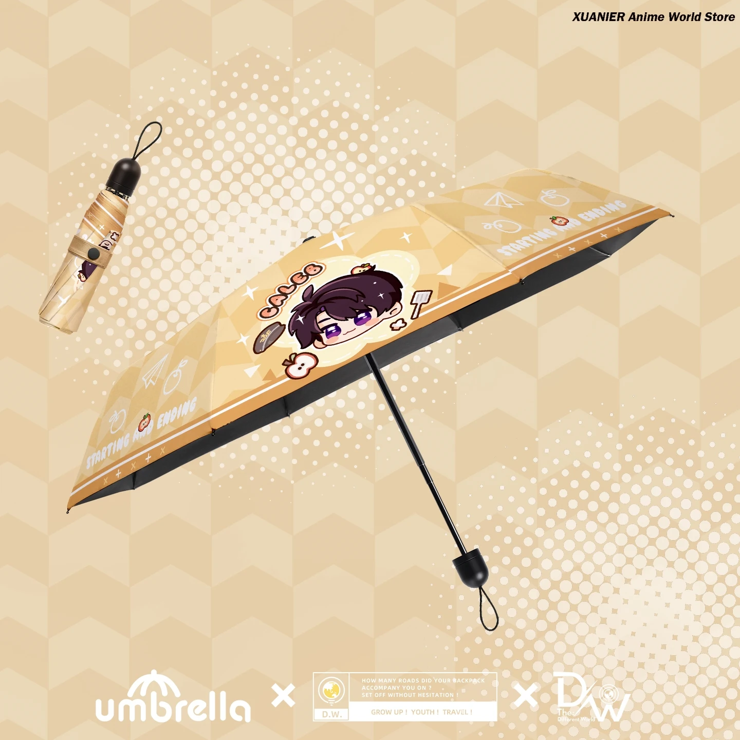 لعبة الحب والمساحة العميقة Caleb موضوع الكرتون Q نسخة المحمولة مظلة قابلة للطي الشمس المطر مظلة أنيمي تأثيري الهدايا