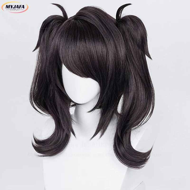 Ame Angel-chan Cosplay Perücke Regen Kurze Schwarze Doppel Clip Pferdeschwänze Hitzebeständige Kunsthaar OMG Kawaii Anime Perücken + Perückenkappe – Detail 3