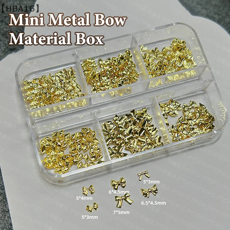 maveraHBA16 Deel6 rejillas Mini lazo dijes para uñas oro plata arco perla uñas diamantes de imitación piezas de decoración de uñas accesorios de manicura