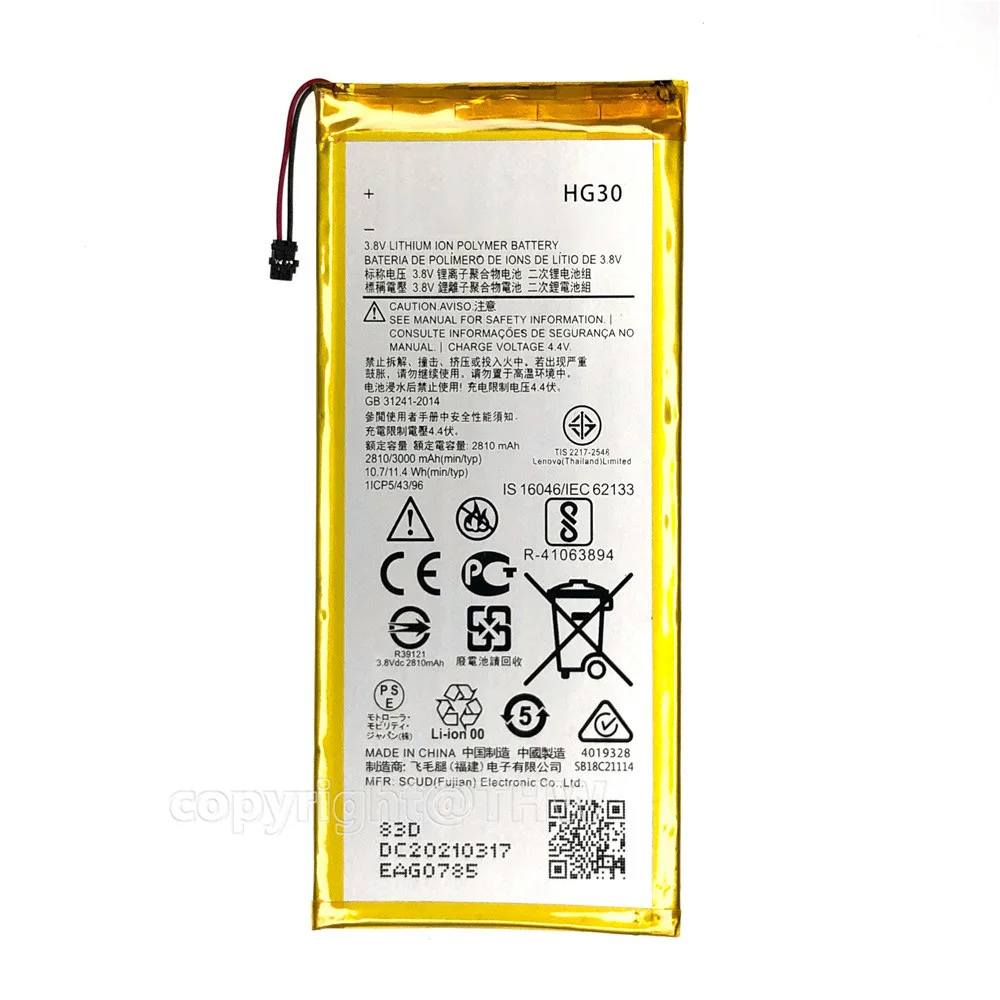 100% NEW Original 3000mAh HG30 Rechargeable Battery For Motorola Moto G5S Plus Dual XT1791 XT1792 XT1793 XT1794 XT1795 Battery