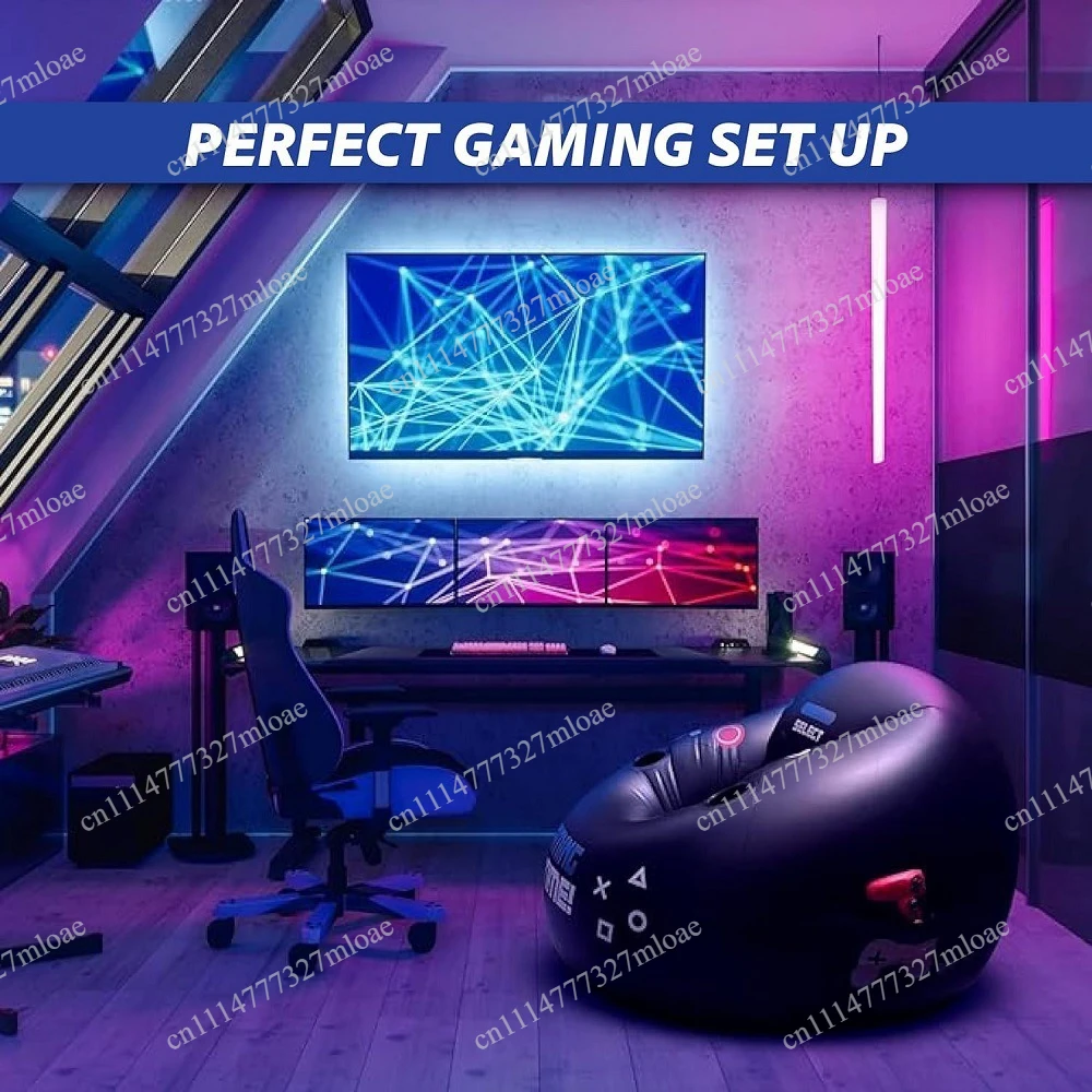 Inflatable Furniture with Cup Holder and Side Pouch Black Style Game Chair Inflatable Sofa