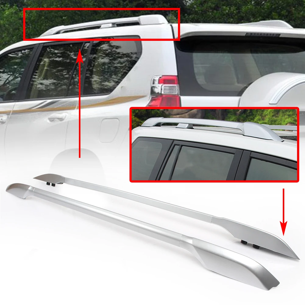 

Car Roof Rack Rail Side Luggage Carrier Bars For Toyota Prado FJ150 2010 2011 2012 2013 2014 2015 2016 2017 2018 Silver