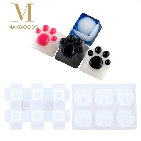 2pcs Resin jewelry DIY Cat Claw Resin Casting Mould Durable White Silicone Keycaps Silicone Cute Keycap Mould Gamer