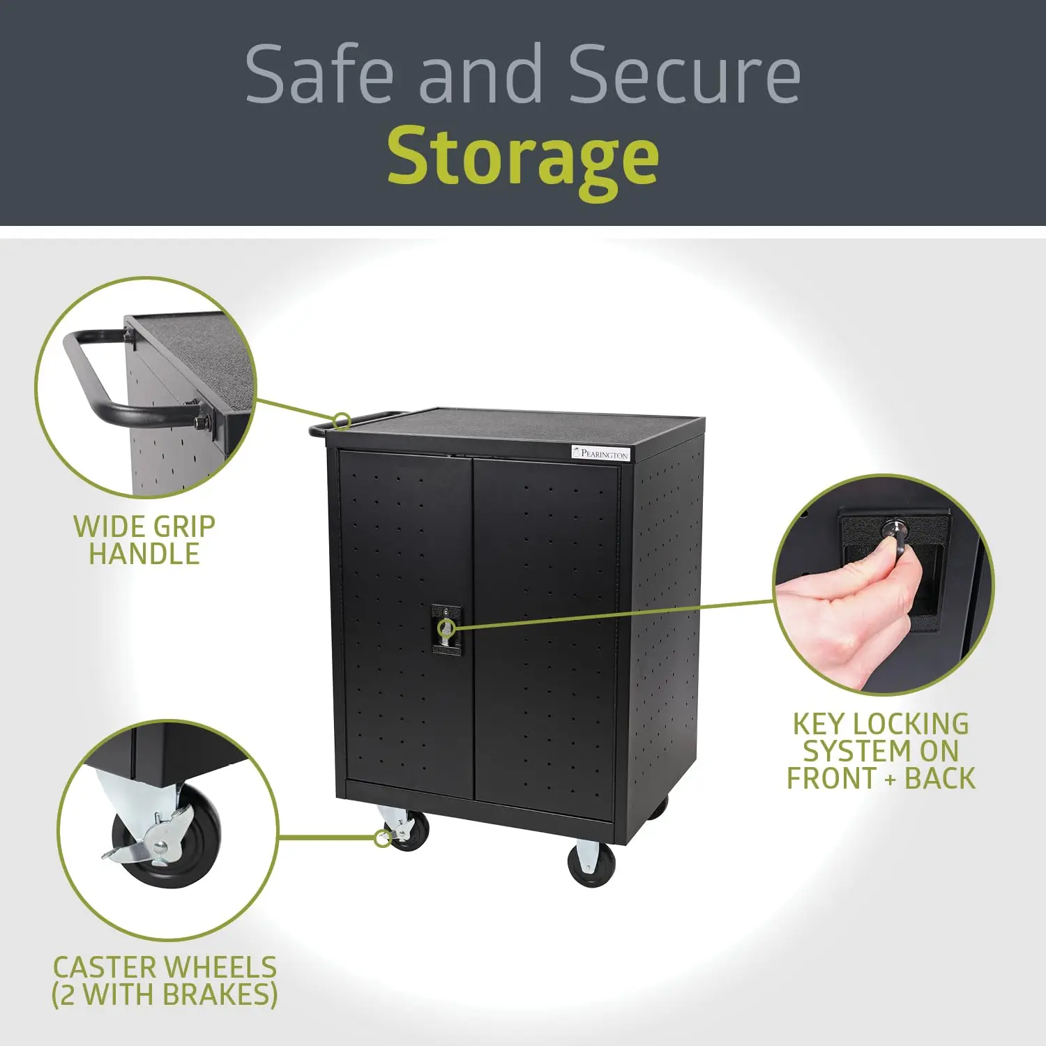 Chariot de chargement et de stockage mobile Pearington 32 appareils pour iPad, Chromebook et ordinateurs portables, taille d'écran jusqu'à 13 pouces, Su