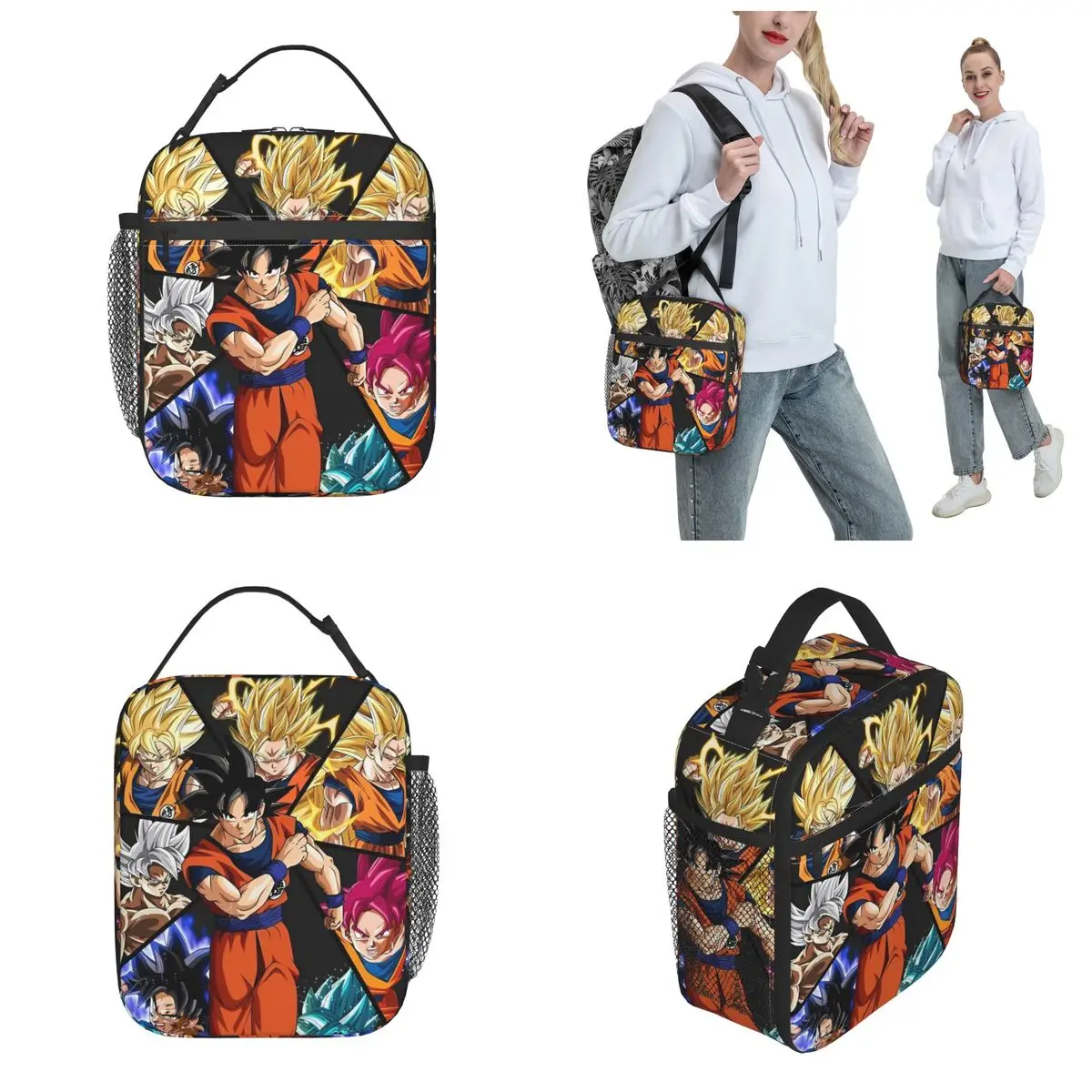 Dragon Ball Z DBZ Goku Isolierte Lunchtasche Thermotasche   Mahlzeitbehälter Anime Große Tragetasche Lunchbox Lebensmittelaufbewahrungstaschen College