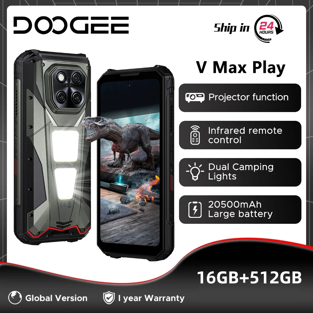 DOOGEE V Max Play Projector Rugged Phone 36GB 512GB 6.78