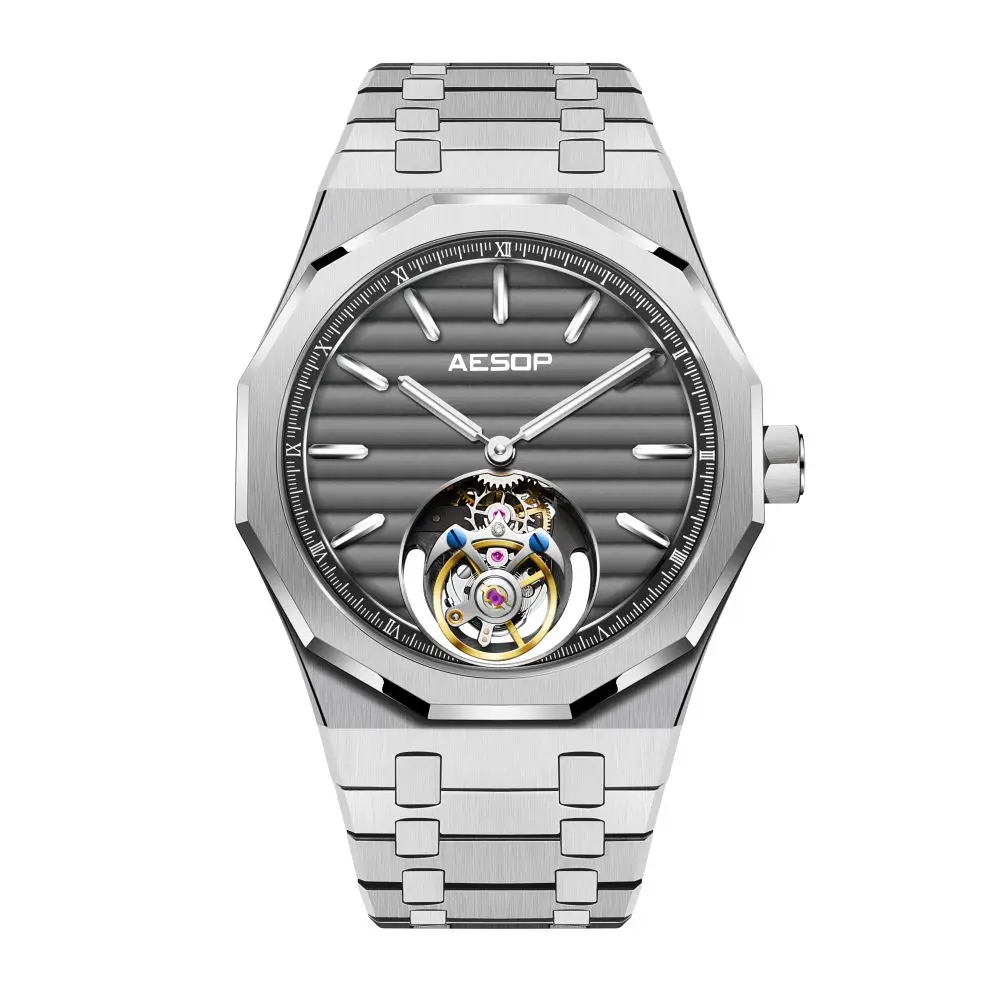 AESOP Flying Tourbillon Mechanical Skeleton Watch For Man Luxury Watches Waterproof Wristwatches Sapphire Mirror Gradient 2024 A