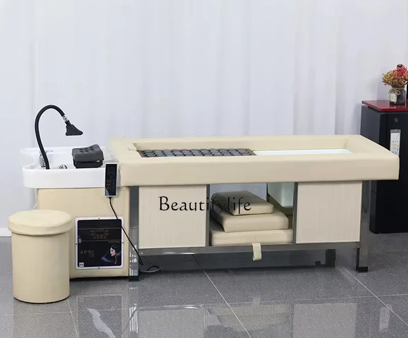 Masaje especial de fumigación de circulación de agua para salón de belleza con cama de tratamiento de cabeza integrada