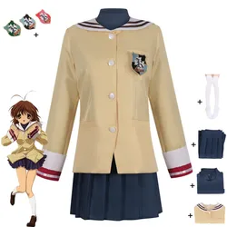 Game Clannad Furukawa Nagisa Cosplay Costume High School Campus Uniform Skirt Coat Adult Woman Kawaii Campus Sailor Suit
