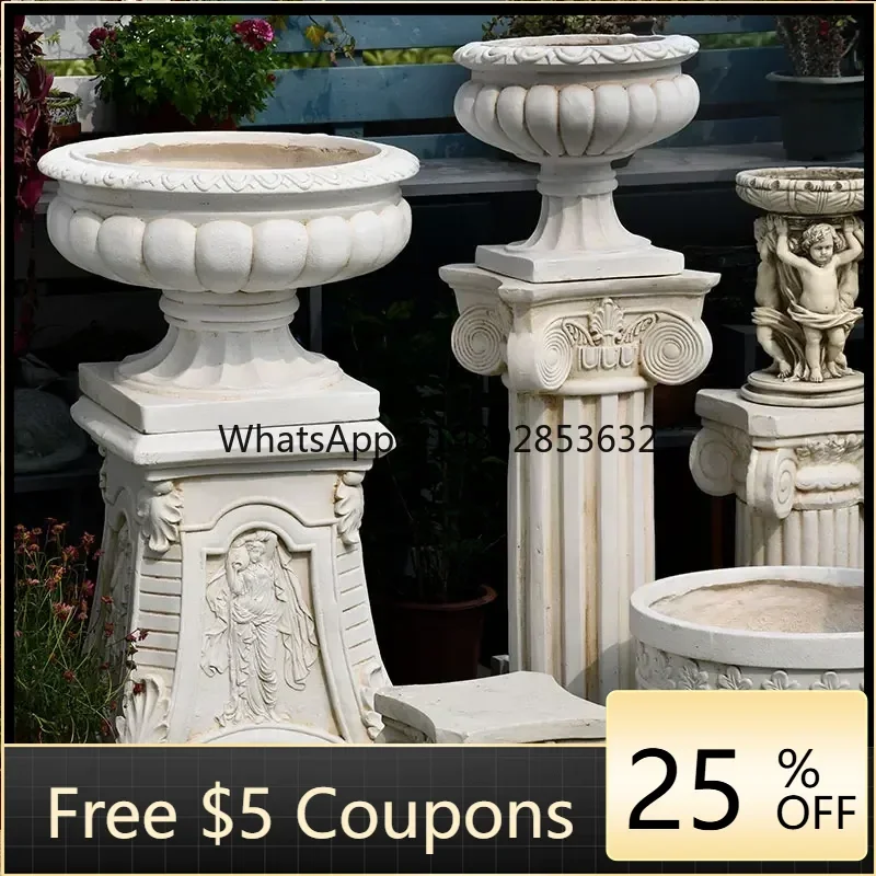 

AA European Roman Column Garden Decoration Garden Ornament Flower Pot Base Angel Figure Sculpture