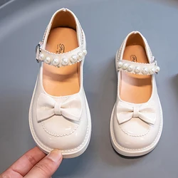 Children Fashion Patent Leather Girls Flats Diamond White Luxury Vintage Students School 27-37 Baby Toddler Kids Princess Shoes