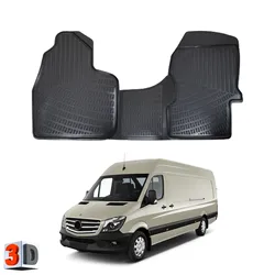 Mercedes Sprinter - (2007-2013) Floor Mats Liner Waterproof 3D - (Black)