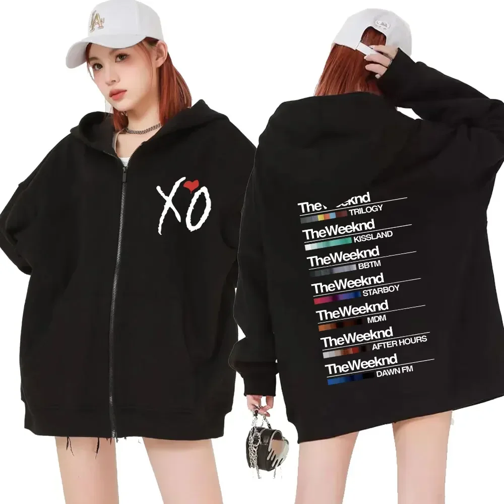 

Rapper The Weeknd Xo Print Zip Up Hoodie Men Women Fashion Design Vintage Zipper Hoodies Streetwear Male Hip Hop Jacket Pullover