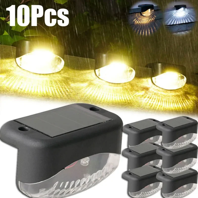 Solar Deck Lights 10 PacK Outdoor Step Lights Waterproof Led Solar Lamp for Railing Stairs Step Fence Yard Patio and Pathway