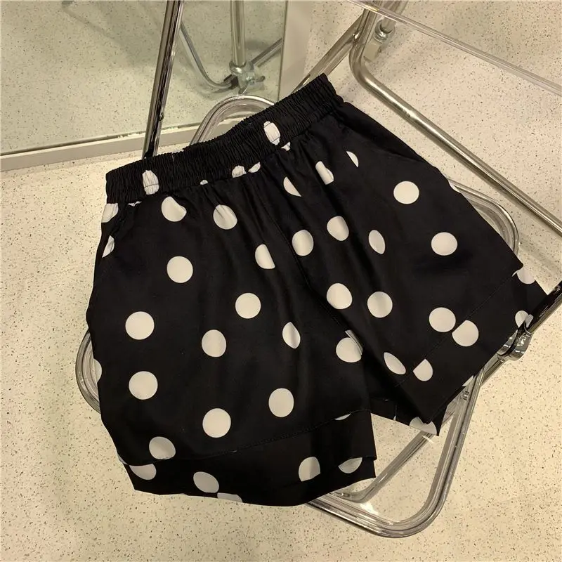 Shorts Frauen Freizeit Polka Dot Elastische Taille Sommer Einfach Alle-spiel Koreanischen Stil Lose A-line Workout Täglichen Homewear Gemütliche ins