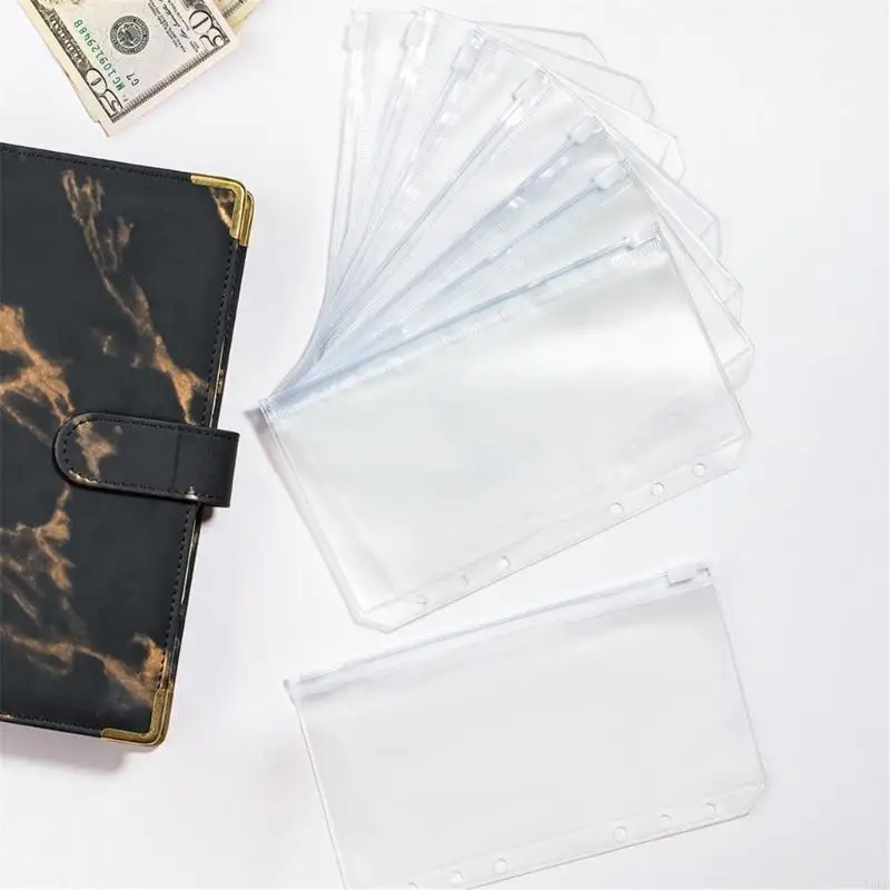 Y5LB 20Pcs 6-Hole Binder Pockets Budget Envelopes Cash Envelopes Loose Cash Bags