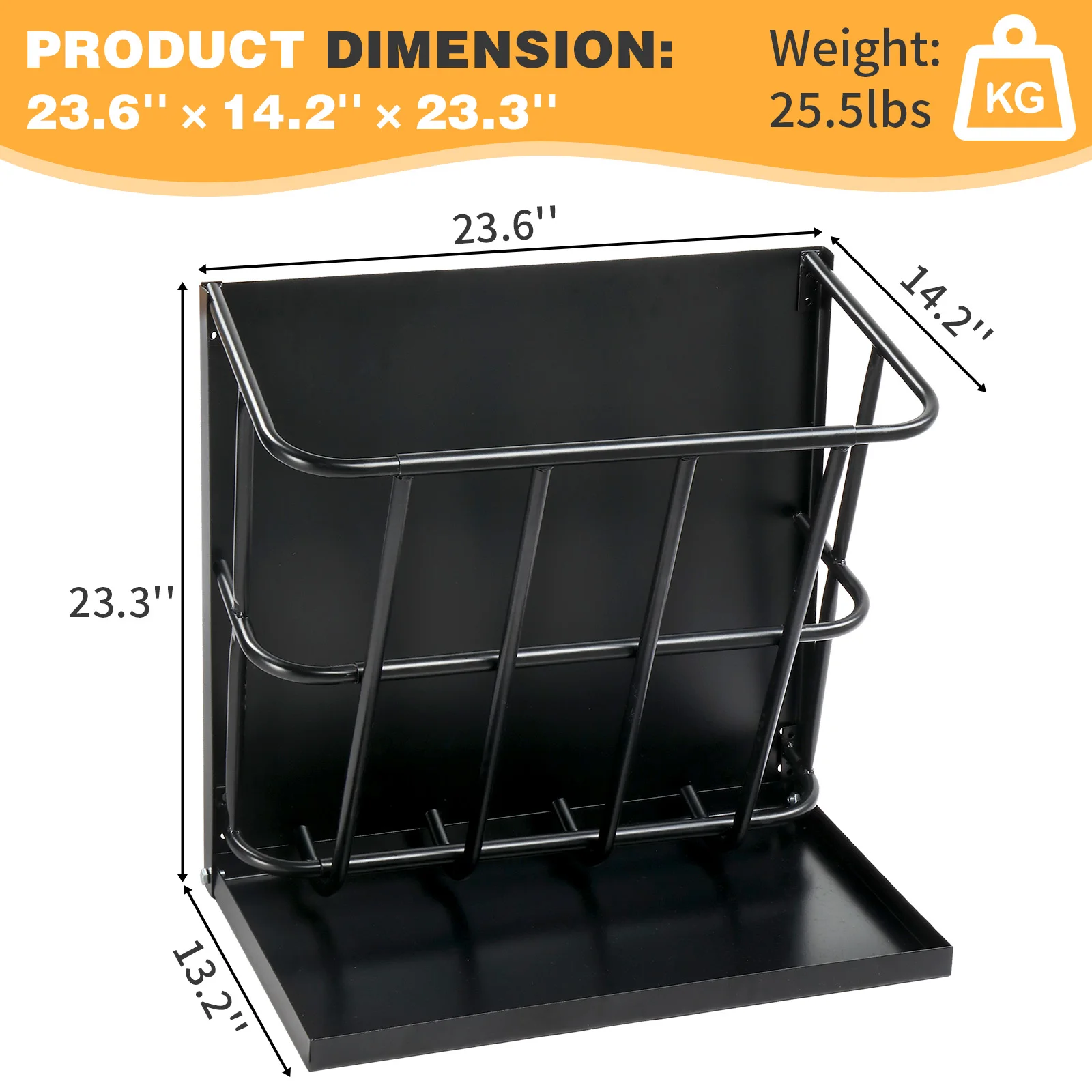 

2-in-1 Heavy Duty Steel Hay Feeder Large Capacity with Detachable Grain Tray