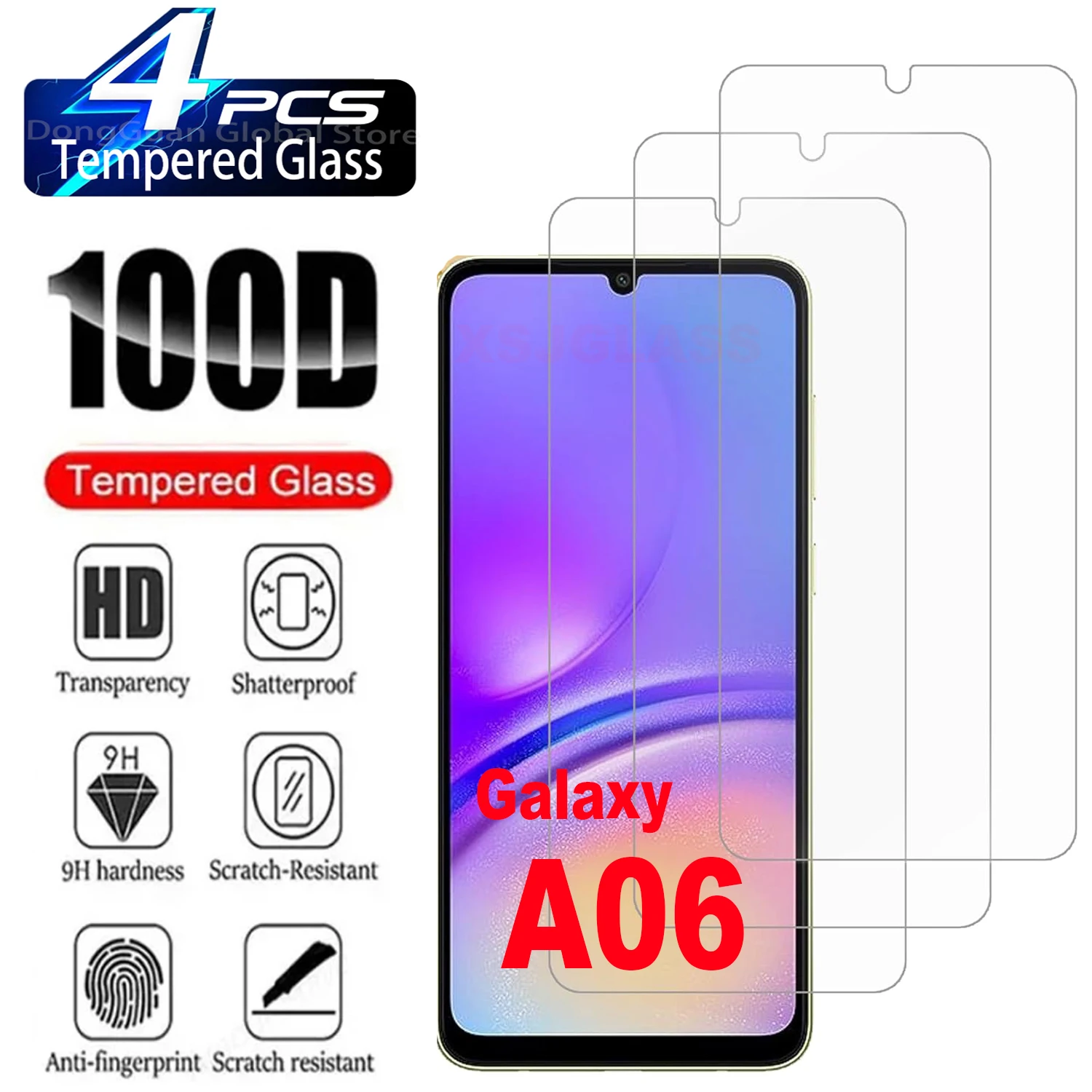 

2/4Pcs 9H Tempered Glass For Samsung Galaxy A06 HD Screen Protector
