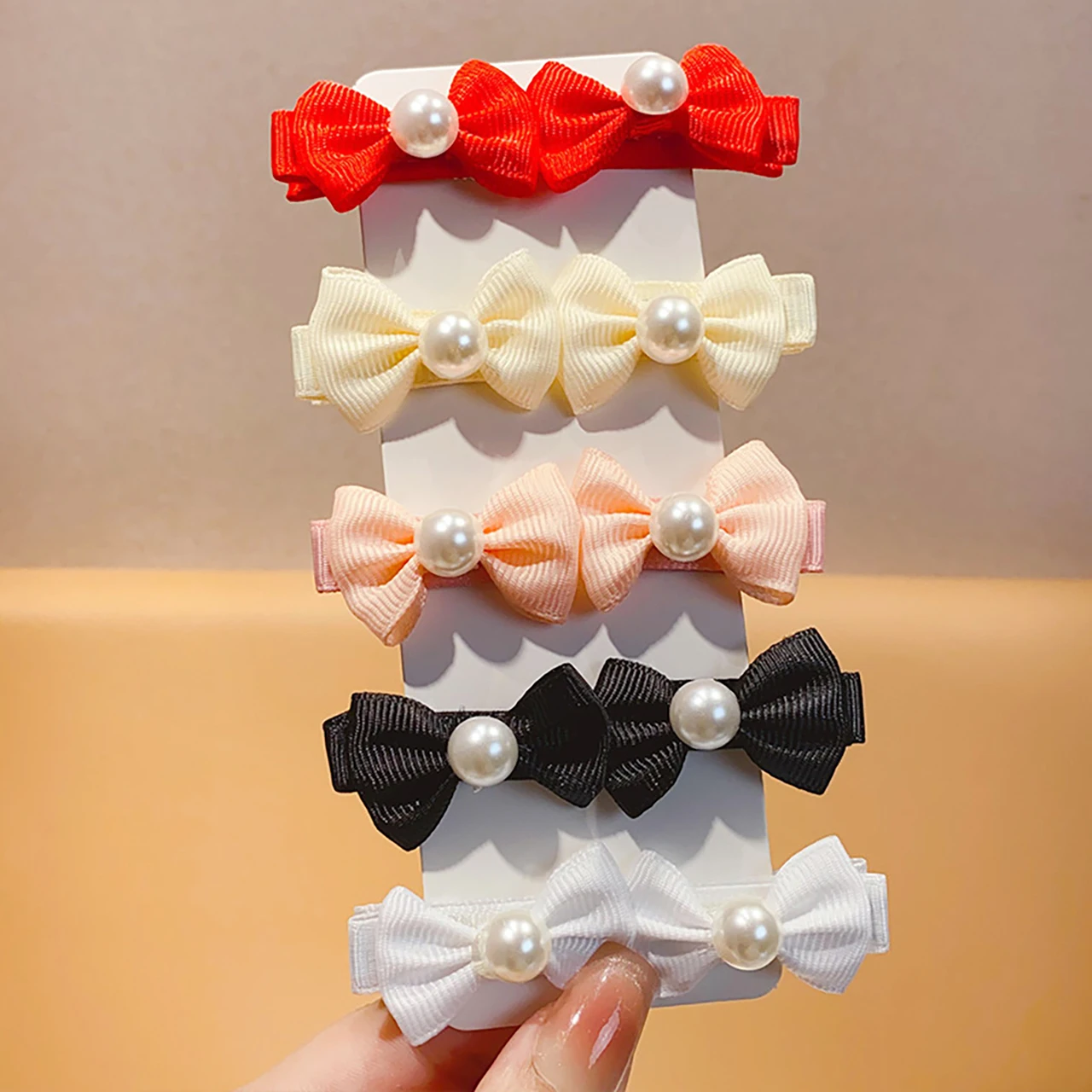 

10Pcs/set Sweet Bowknot Pearl Baby Hair Clips Solid Color Barrettes Headwear Princess Girls Hairpins Kids Hair Accessories