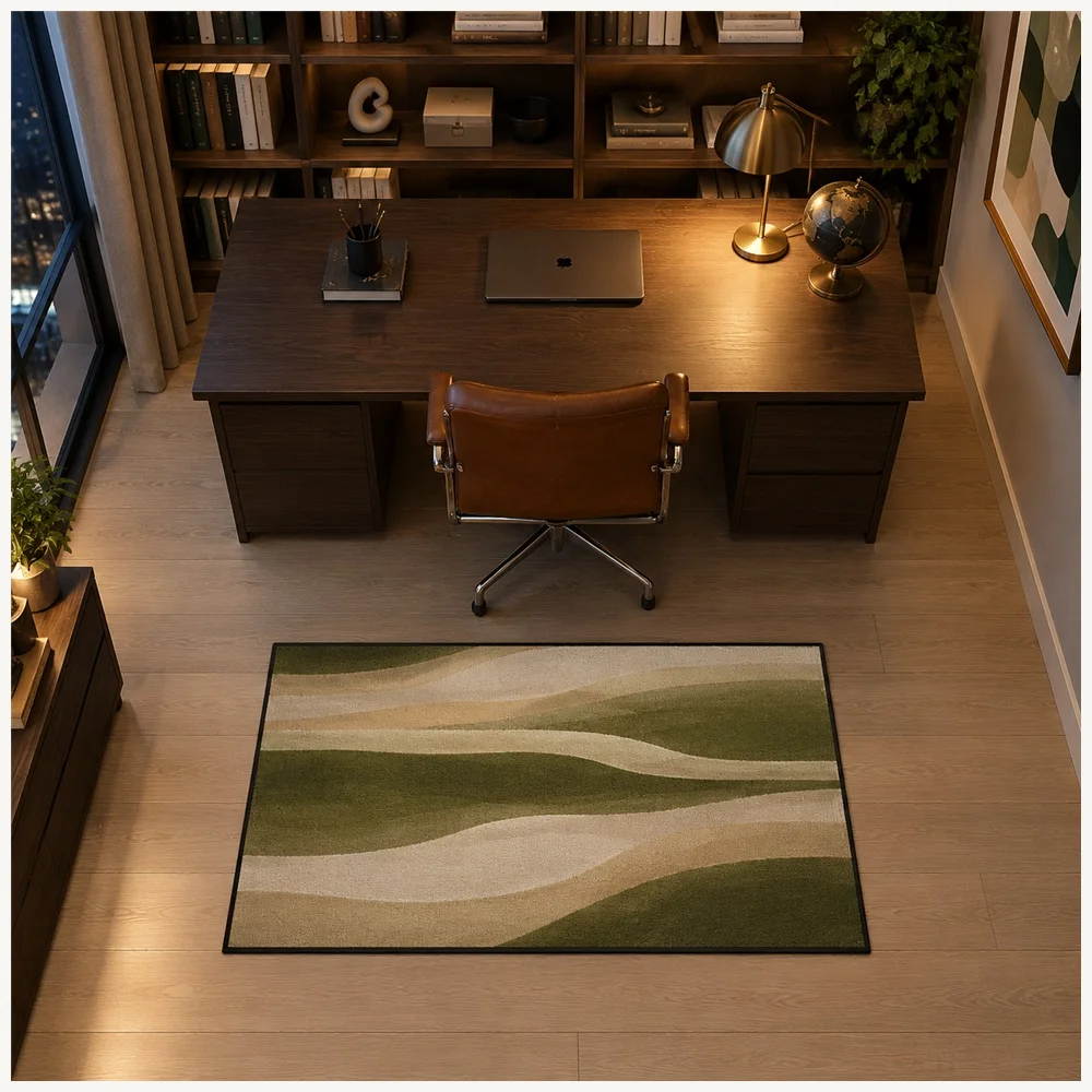 VIKAMA Abstract Colour Field Gradient Door Mat, Non Slip Absorbent Flannel Rug, Modern Art Floor Mat for Bathroom, Bedroom