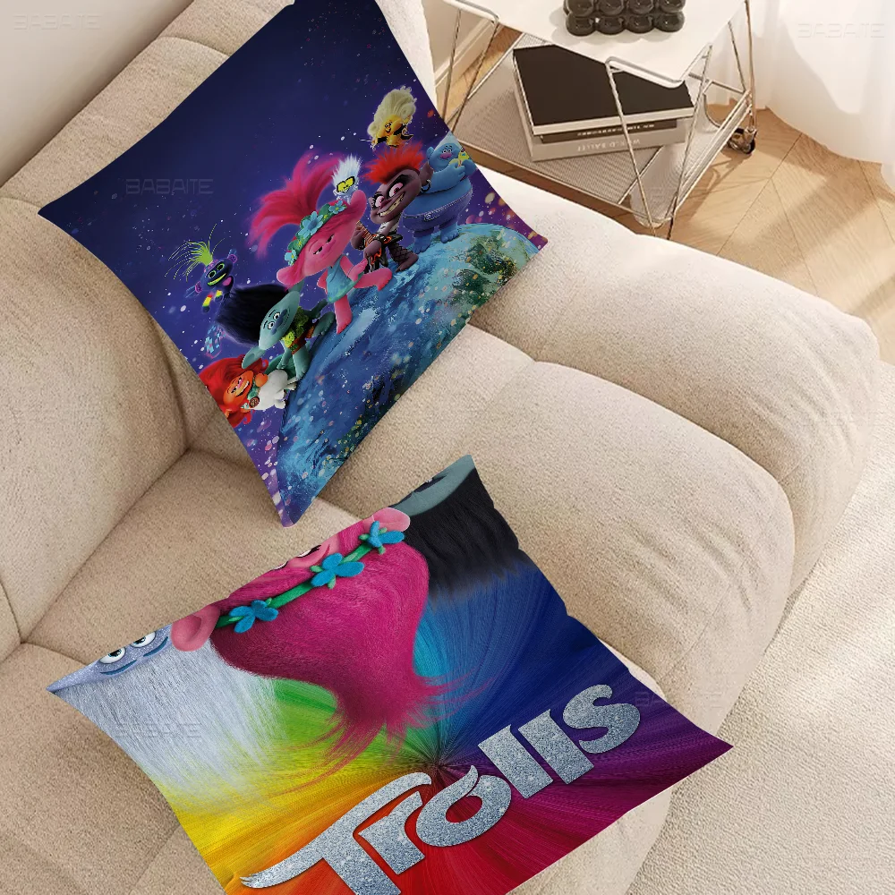 Trolls Cartoon Cushion Cover Inches Farmhouse Decor Home Throw Pillow Covers for Couch Decorations