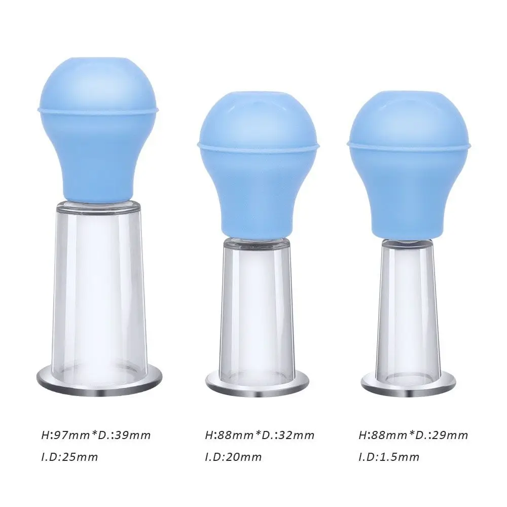 Copo de massagem facial de borracha, 3 tamanhos, pvc, rosa/azul, copo de raspagem de pele, levantamento de pele, massageador facial, pernas e braços