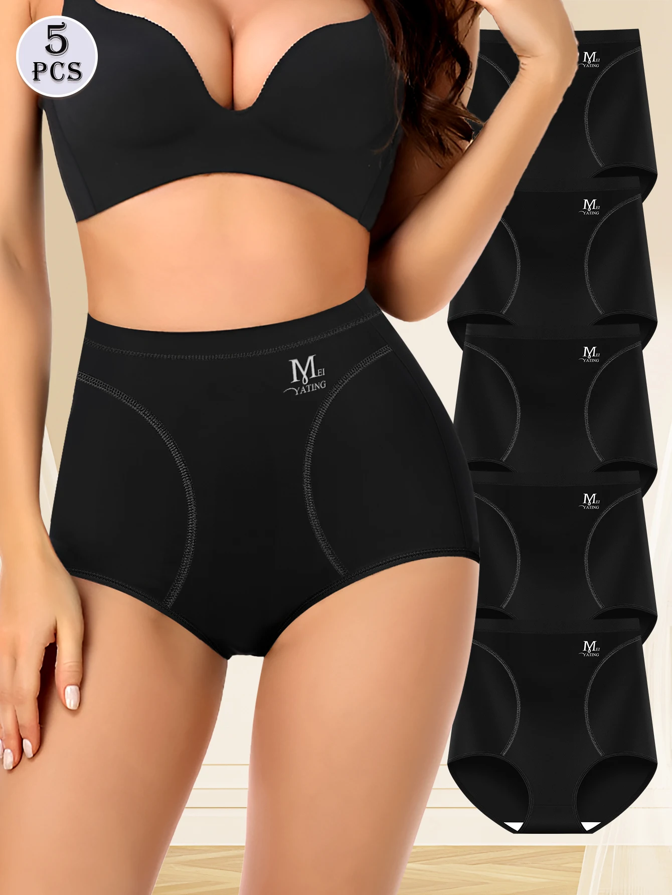 

5 шт., женские черные трусы-шорты