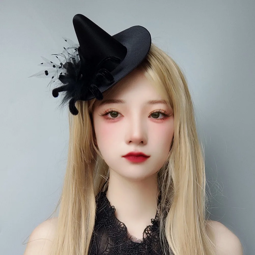 

Черная заколка для волос в виде шляпы ведьмы, готический аксессуар для головы, для костюма на Хэллоуин, универсальный размер, легкий, портативный, забавный дизайн