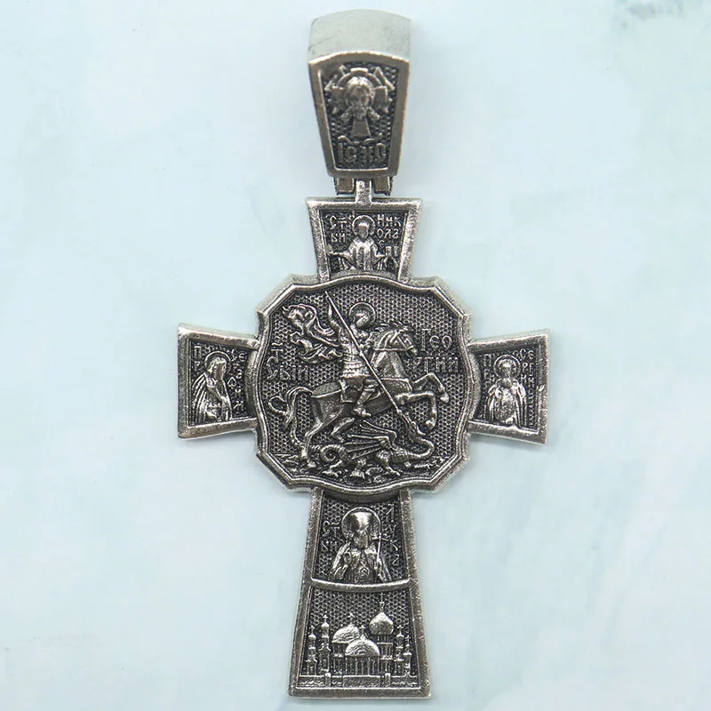 Buy 5 Get 1 Free 14g Saints encircle the Crucifixion like stars guarding the cosmic center Silver plated Pendant