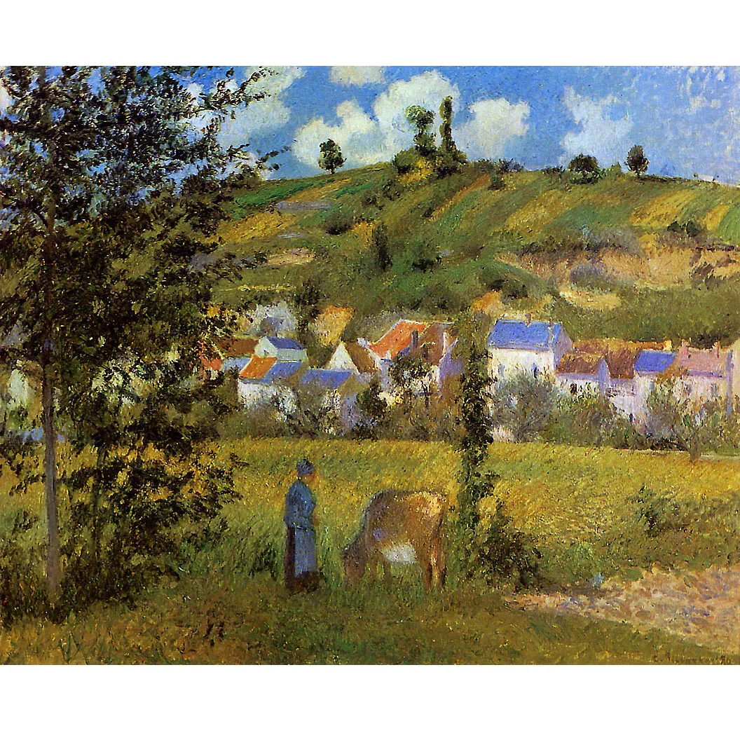 Landscape at Chaponval by Camille Pissarro Handmade high quality famous painting reproduction Modern decorative picture Wall art