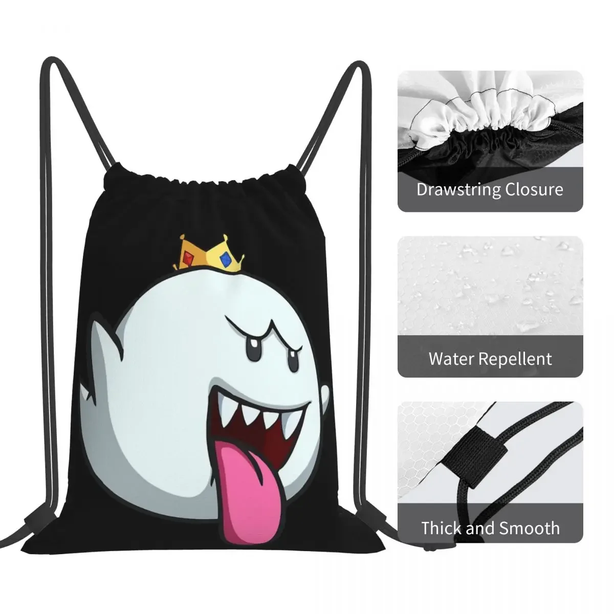 King Boo Throw Blanket Backpacks, Fashion Portable Proximity Wstring Bags, Bundle Pocket, Sports Bag, BookBag, Travel Students