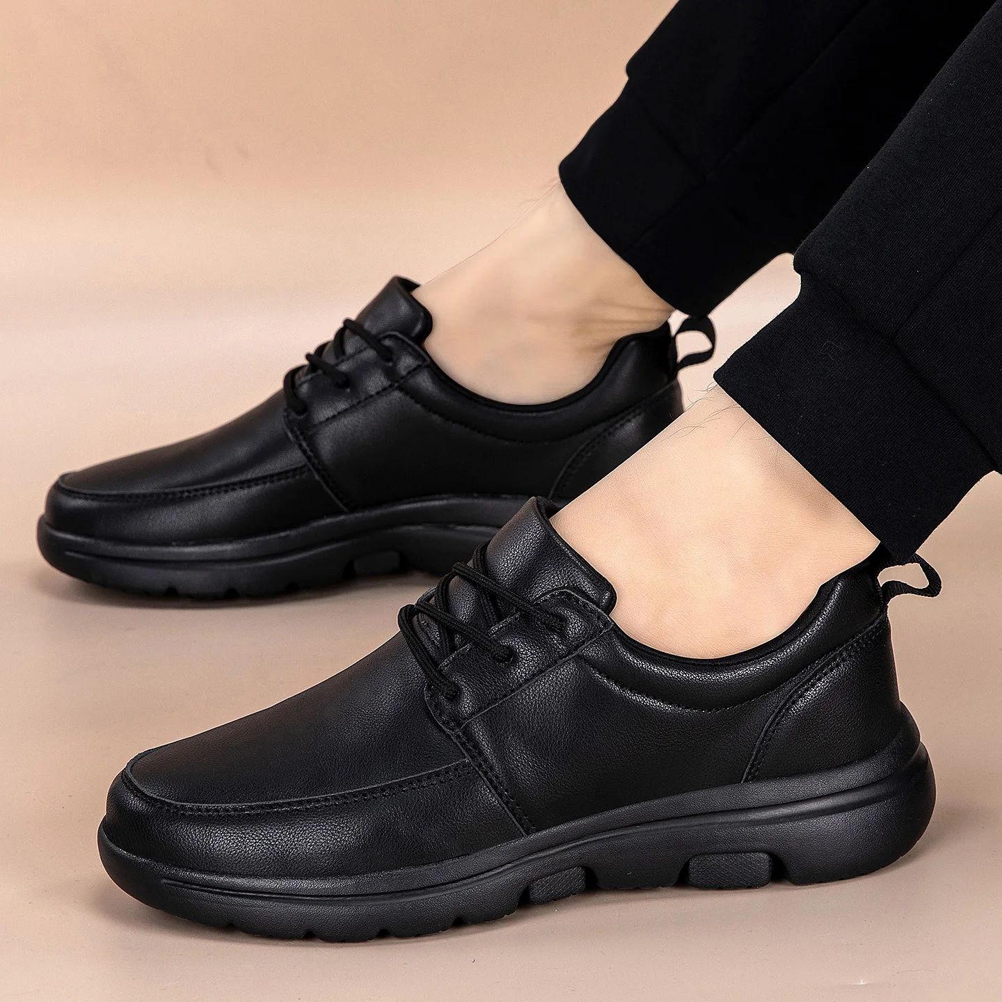 

Низкие повседневные туфли на толстом каблуке со шнуровкой для мужчин, модные рабочие туфли, увеличивающие рост, молодежные кожаные туфли