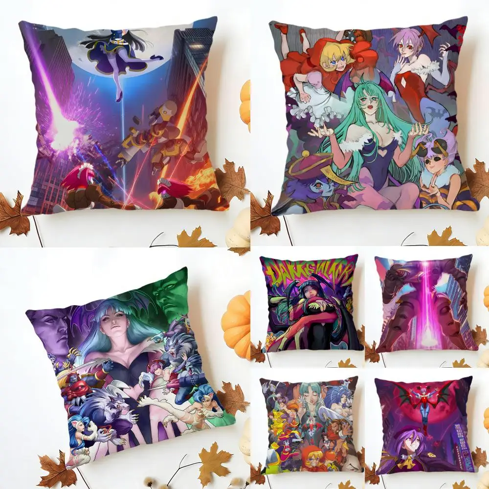 D-Darkstalkers Cushion Cover Washable Linen Pillowcase Soft  for Sofa Bed Cozy Home Room Decor