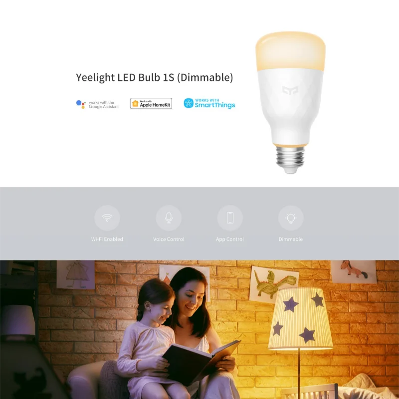 YEELIGHT LED Bulb 1S Smart Light E26/E27 Warm White Light Adjustable Brightness WiFi Voice Control 2700K For Homekit Google