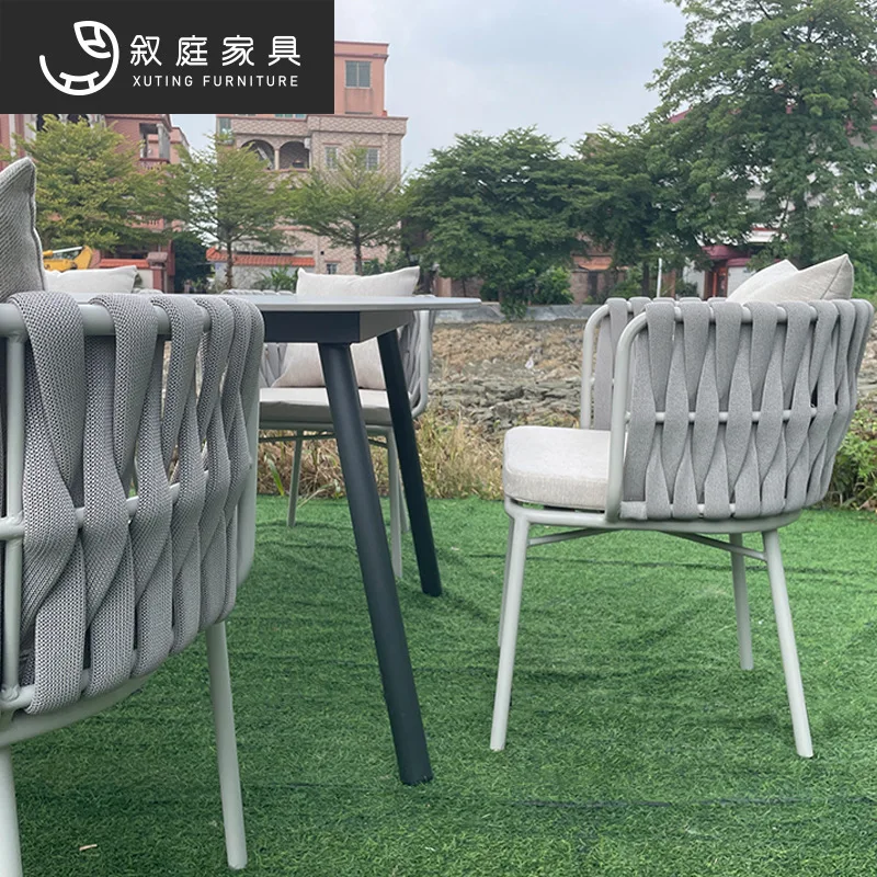 Outdoor furniture, courtyard, garden, rope chair, scenic spot, hotel, waterproof, sunscreen, marble table and chair