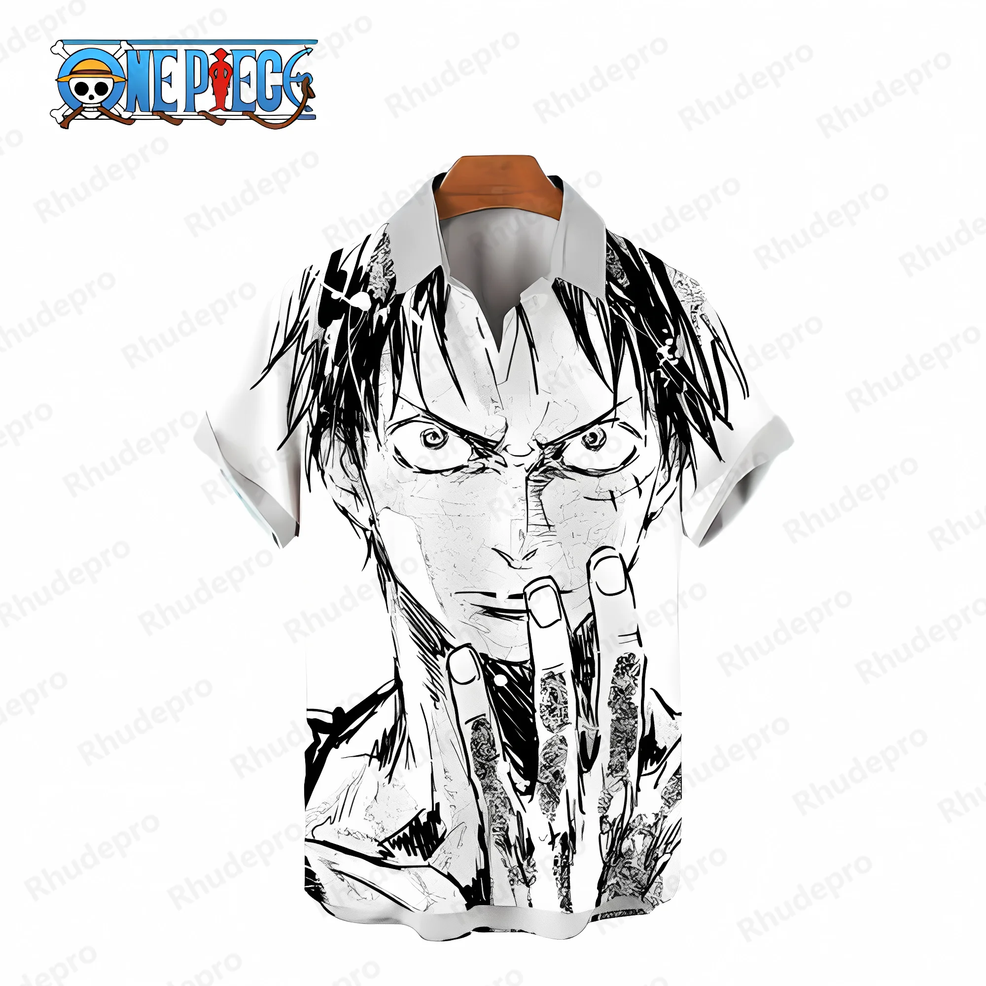 Monkey D Luffy Social Shirt Streetwear One Piece Man Clothes Short Sleeve Men Shirts Blouse Leisure Tops Zoro Blouses Oversized